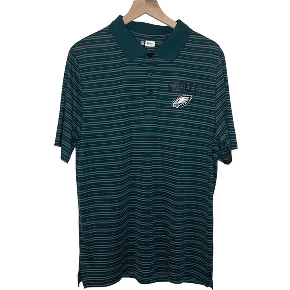 PHILADELPHIA EAGLES Polo NEW Moisture Wicking Mens Size L Large Green Gray - Picture 1 of 9